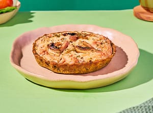 quiche de queso azul y champiñón vegana